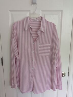 NWOT In'Voland Pink & White Striped Button Down - 22W